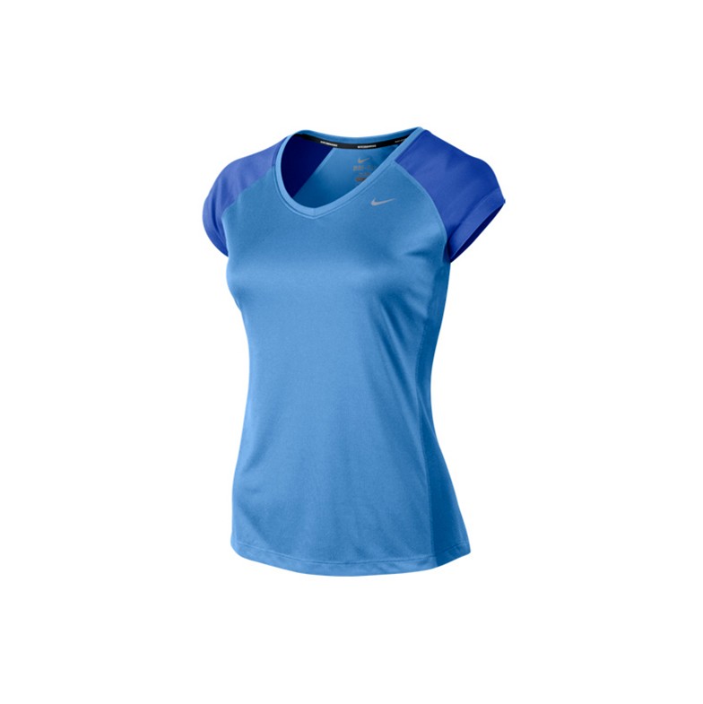 Nike Womens AS Miller SS V-Neck  (Blue) 