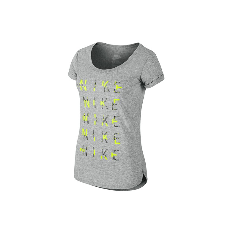 Nike Women AS Tee Scoop Cheetah Tee (Grey)