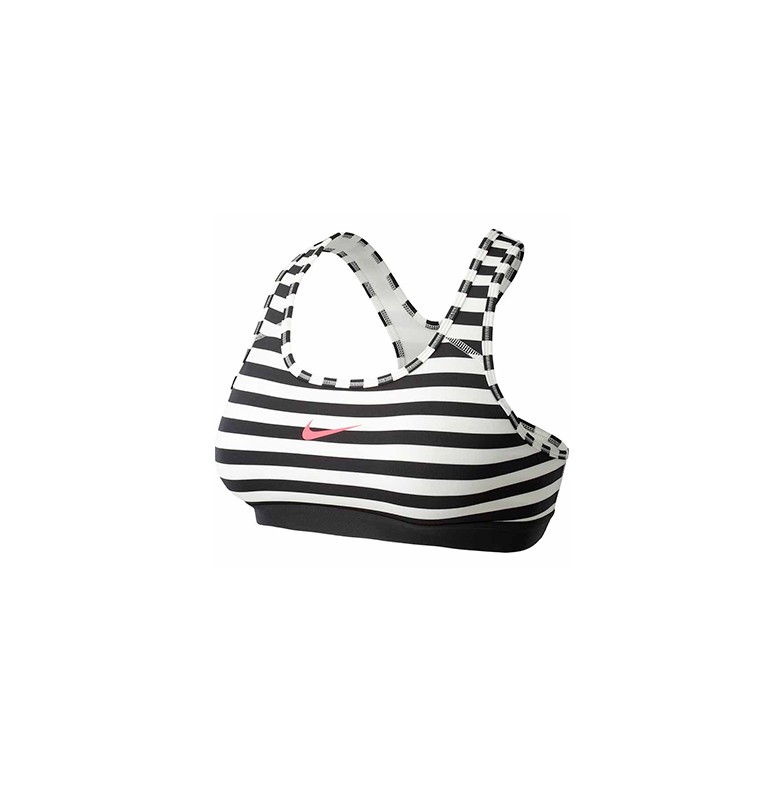 Nike Women Sport Bra AS Nike Pro Classic Pad Stripe (White) 