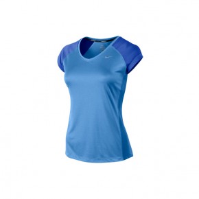 Nike Womens AS Miller SS V-Neck  (Blue) 