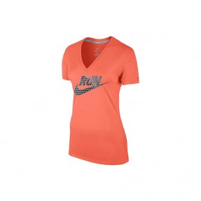 Nike Womens AS Legend V-Neck SS Run Swoosh (Cream Peach)