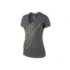 Nike Women AS Cruiser V-Neck SS Run Swoosh (Grey)