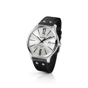 TW Steel - Slim Line steel case, 3 hands - Sunray Silver dial, Black turn edge leather strap (45mm)