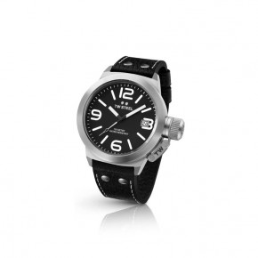 TW Steel - Canteen steel case 3 hands date - Black dial Black leather strap (45mm)