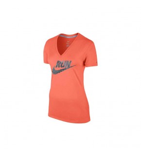 Nike Womens AS Legend V-Neck SS Run Swoosh (Cream Peach)