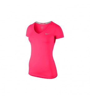 Nike Women Running AS Pro SS V-Neck (Pink)