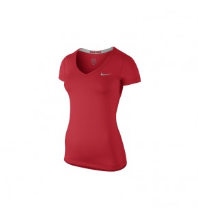 Nike Womens AS Pro SS V-Neck (Red)