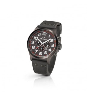 TW Steel - Pilot PVD dk tit sandbl case chrono - Titanium dial dk Grey leather strap (45mm)
